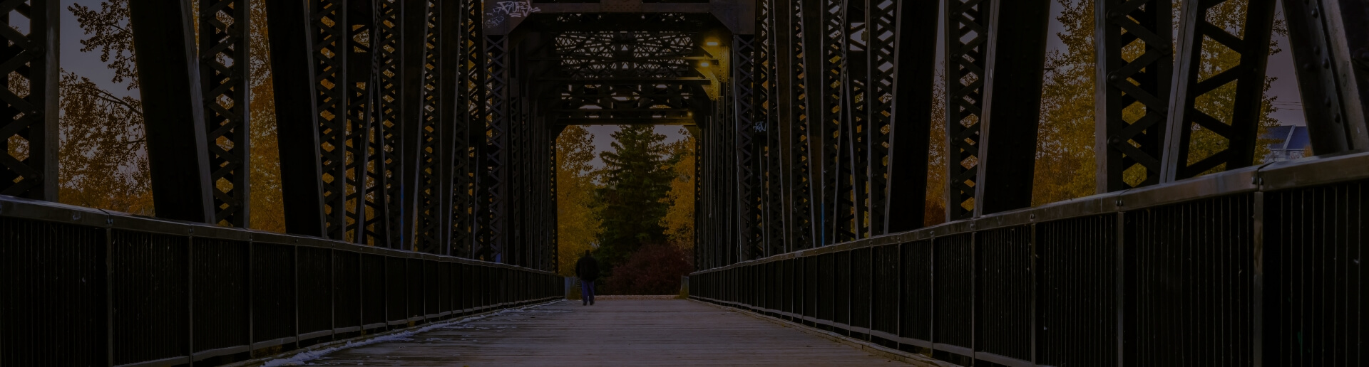 Men crossing the bridge image