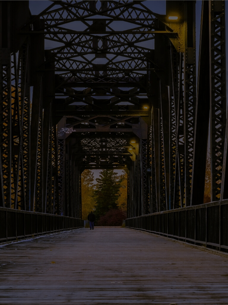 Men crossing the bridge sm image